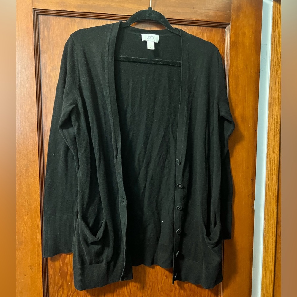 LOFT Women's Black Cardigan Sweater GUC